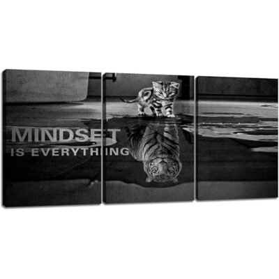 3 Panels Mindset is Everything Motivational Canvas Wall Art