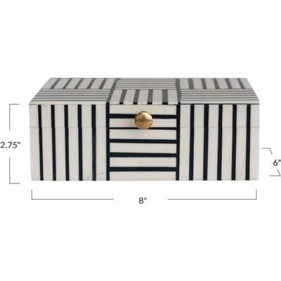 Modern Resin Striped Block Pattern and Gold Clasp, Black and White Box