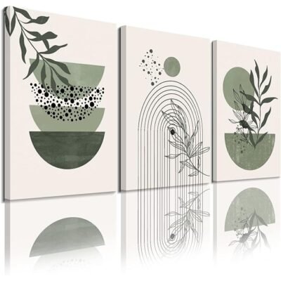 Sage Green Wall Posters & Prints, Green Boho Wall Art Set of 3