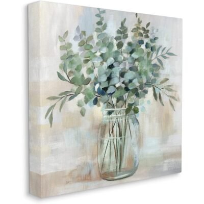 Soothing Eucalyptus Flower Herb Arrangement Rustic Jar Canvas Wall Art