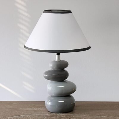 Shades of Gray Ceramic Stacked Stone Standard Table Lamp