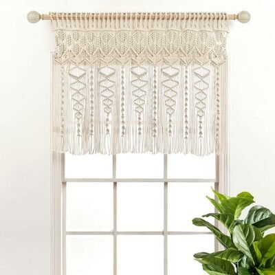 Boho Macrame Textured Cotton Valance, 40