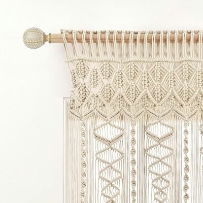 Boho Macrame Textured Cotton Valance, 40