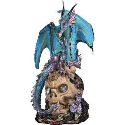 Dragon Assassin on Skull Gothic Decor Statue Figurine, 7 Inch