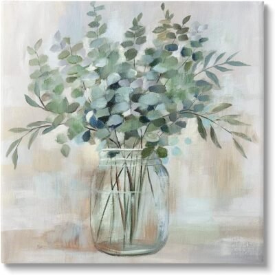 Soothing Eucalyptus Flower Herb Arrangement Rustic Jar Canvas Wall Art