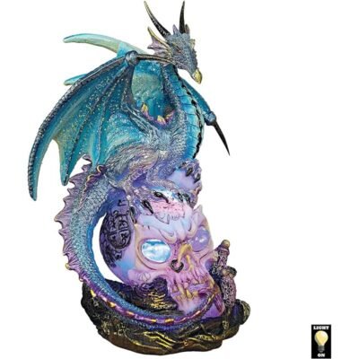 Dragon Assassin on Skull Gothic Decor Statue Figurine, 7 Inch