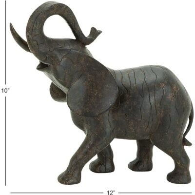 Polystone Elephant Decorative Sculpture Home Decor Statue, Accent Figurine 12