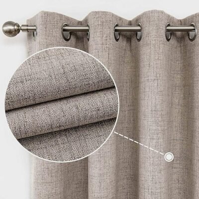 Faux Linen Look Thermal Insulated Grommet Drapes Panels for Bedroom Living Room